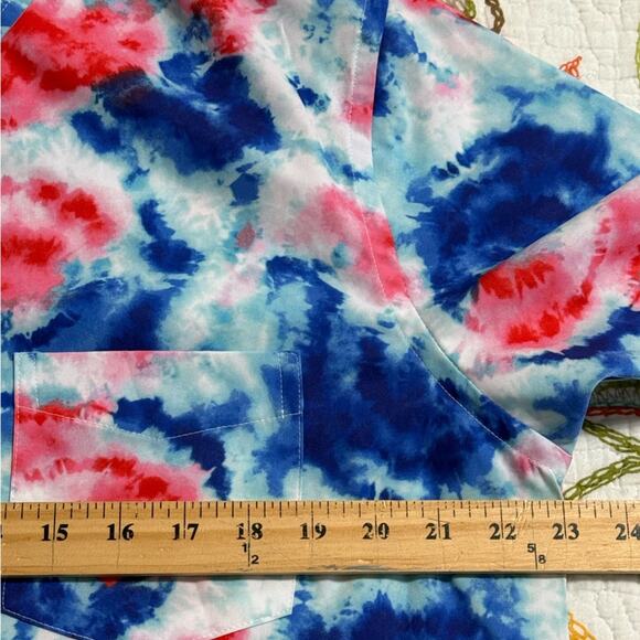 Cabana by Crown & Ivy men’s large casual tie dye button down shirt short sleeve - Picture 4 of 8